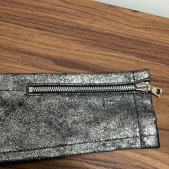 RTA Calfskin Silver Metallic Leather Mini Dress with Exposed Zippers. Size 0. - Picture 9 of 11